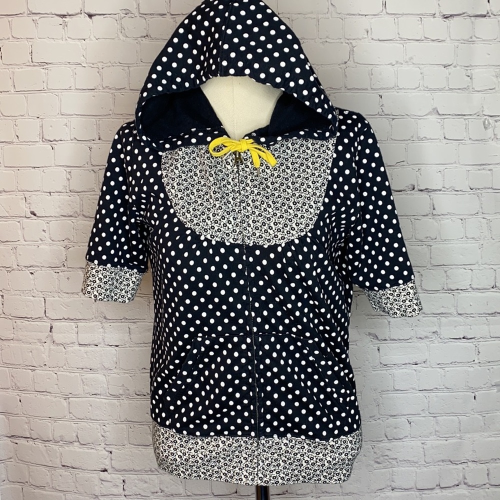 Lucky Brand Vintage Short Sleeve Polka Dot Hoodie